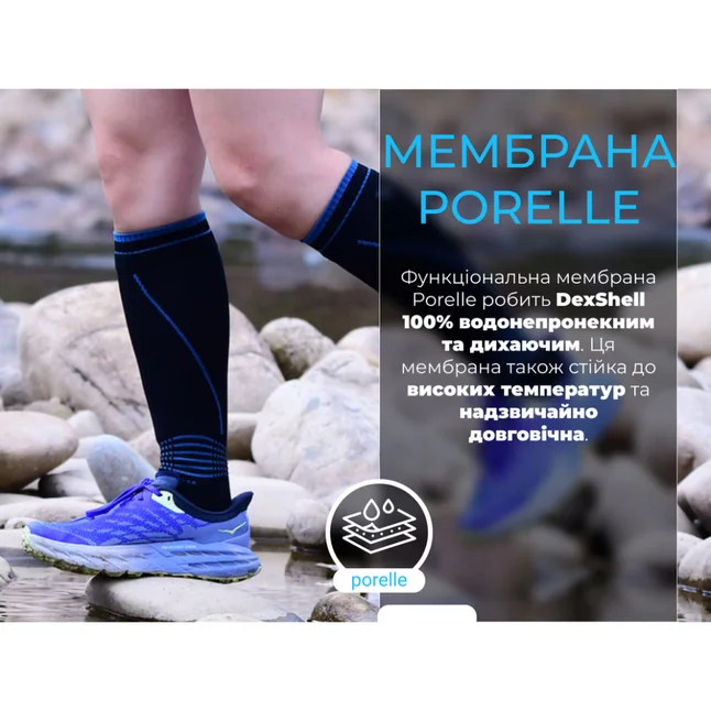 Водонепроницаемые носки Dexshell Longlite Socks 2.0, голубые полоски, размер L (43-46) — Photo 7