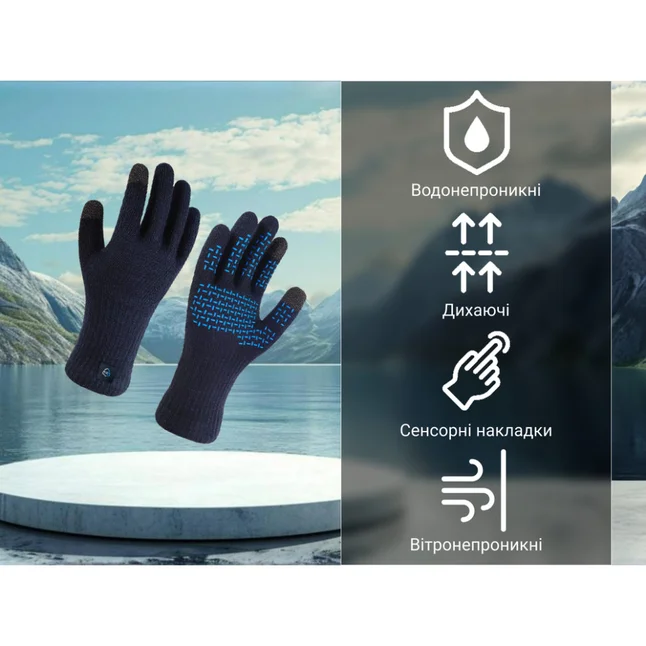 Перчатки водонепроницаемые Dexshell ThermFit 3.0 Gloves, темно-голубые, размер XL — Photo 3