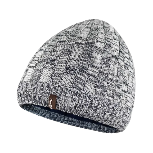 Водонепроникна шапка Dexshell Heathered Rib Knit Beanie, onesize (56-58 см), біло-сіра