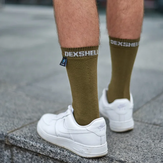 Водонепроникні шкарпетки DexShell Ultra Thin Crew, Хакі/Сірий S (36-38) — Photo 4