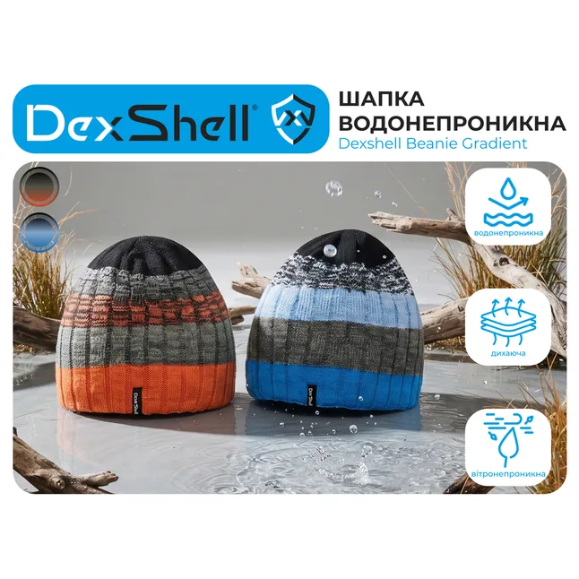 Водонепроницаемая шапка Dexshell Beanie Gradient, onesize, синий — Photo 6